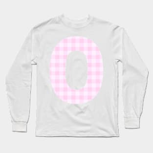 Pink Letter O in Plaid Pattern Background. Long Sleeve T-Shirt